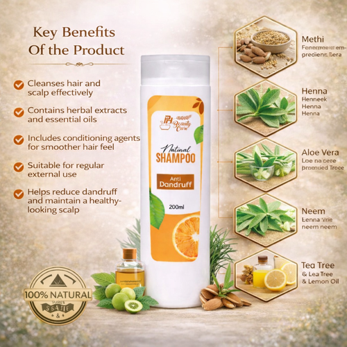 Anti-Dandruff Herbal Shampoo with Botanical Extracts & Essential Oils (200 ml)