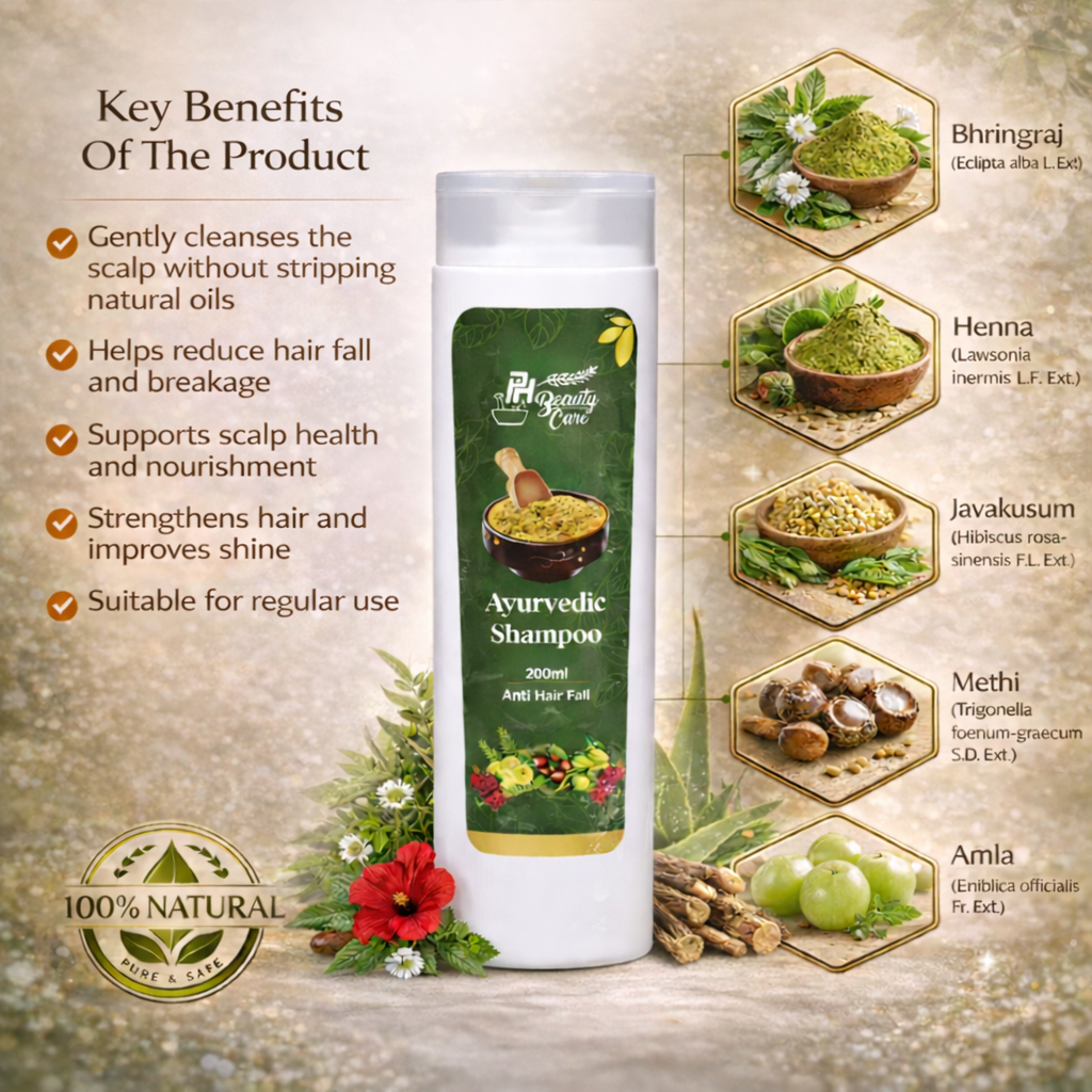 Ayurvedic Anti-Hair Fall Shampoo for Gentle Cleansing & Scalp Care – 200 ml